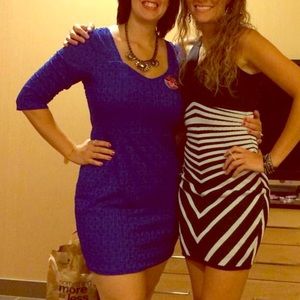 Black and white fitted dress